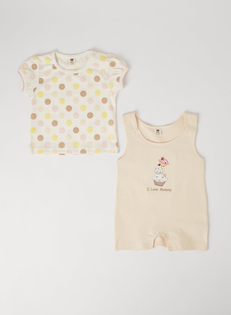 TOFFYHOUSE - Baby Girls Casual Comfortable Top And Onesies Set Multicolour - Image 1