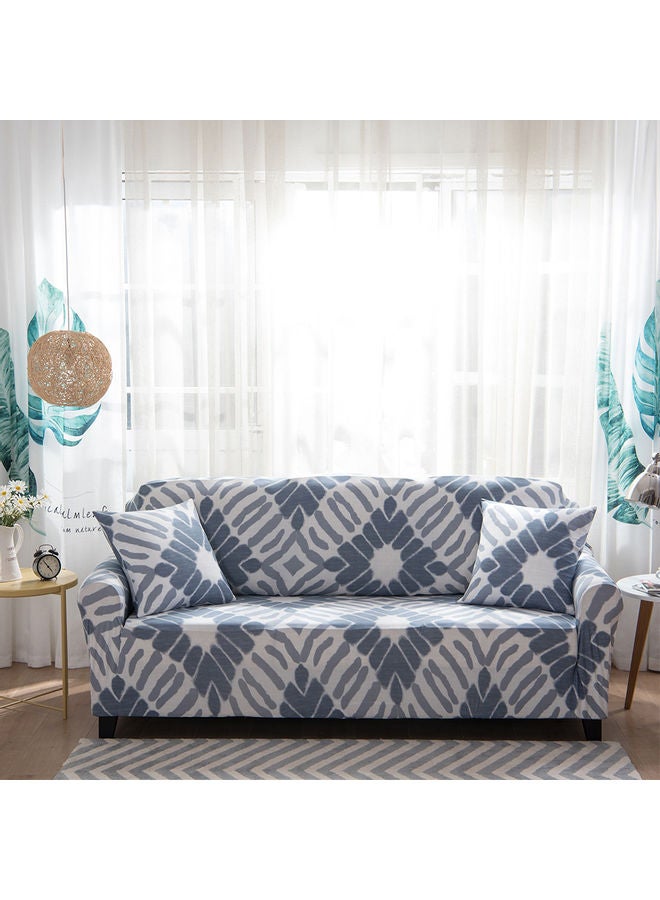 Printed 3-Seater Sofa Cover Blue/White 190x230cm - Image 2