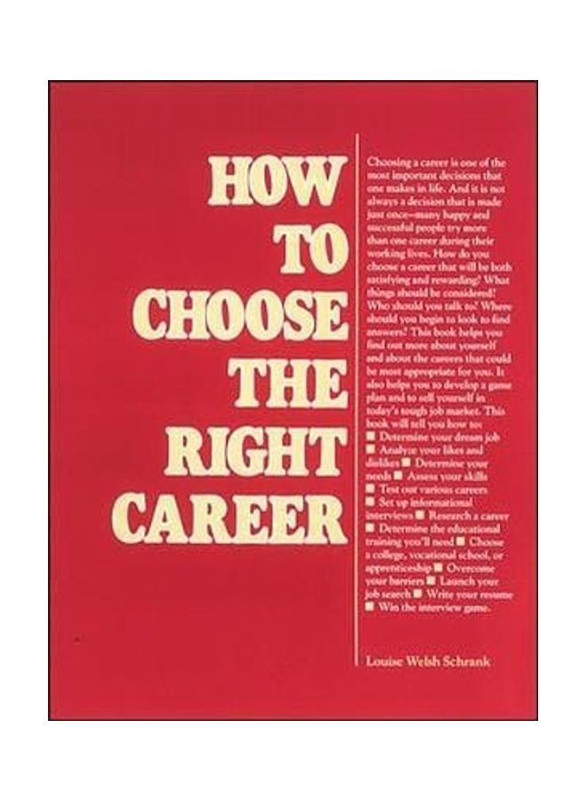 HOW TO CHOOSE THE RIGHT CAREER PAPER Paperback English by SCHRANK 