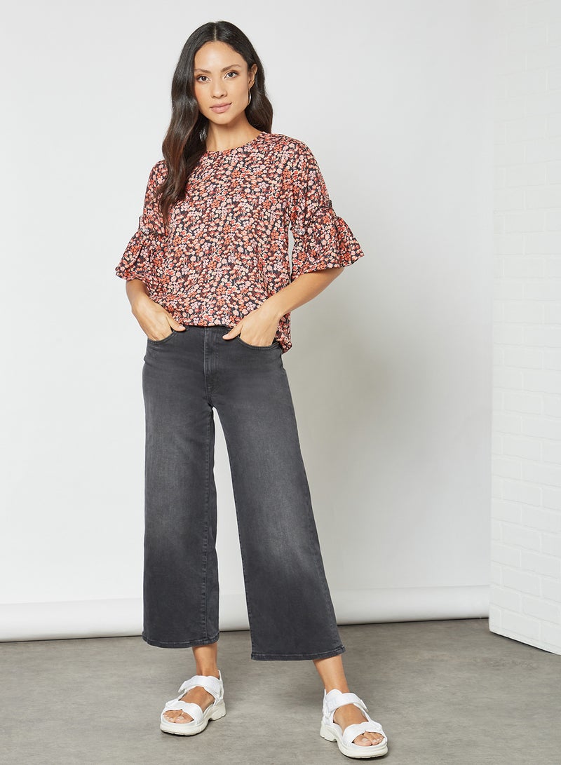 Aila Floral Pattern Blouse Black Aop  - Image 3
