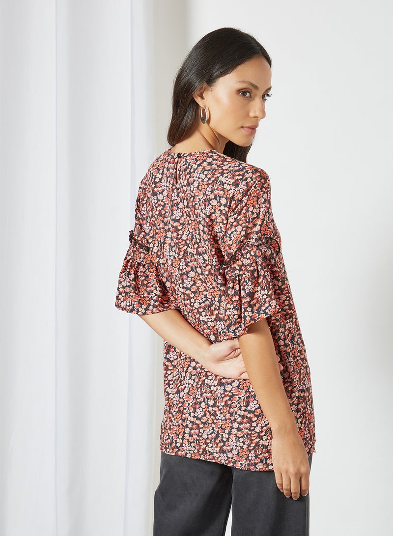 Aila Floral Pattern Blouse Black Aop  - Image 2
