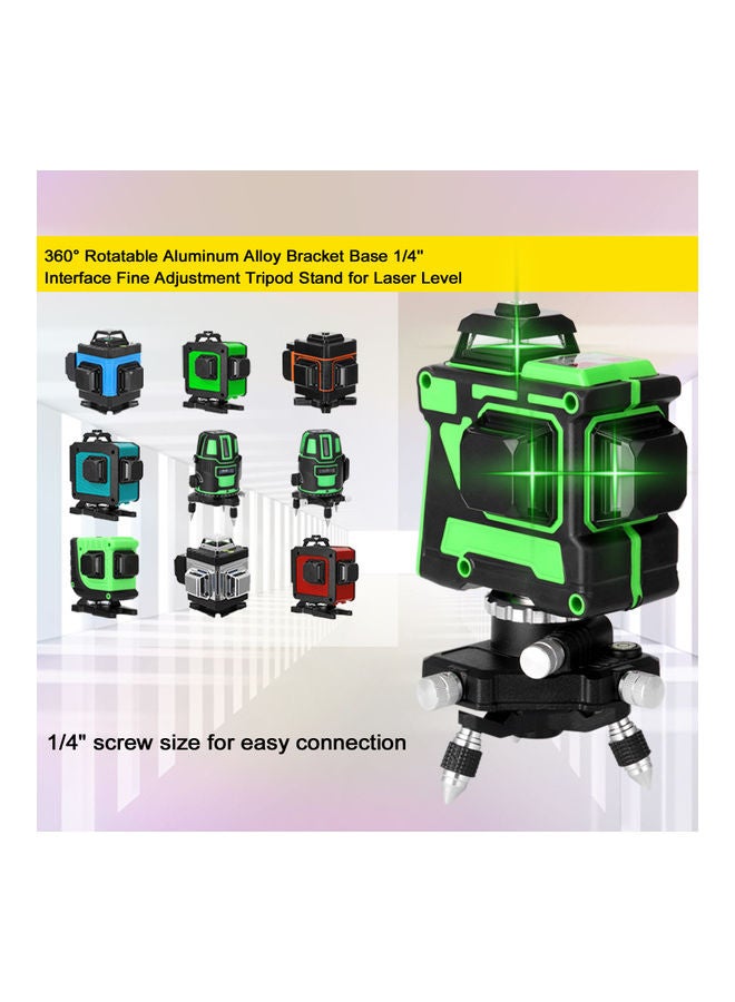 Rotatable Aluminum Alloy Bracket Base Fine Adjustment Tripod Stand For Laser Level Black/Silver 15x12x13cm  - Image 3