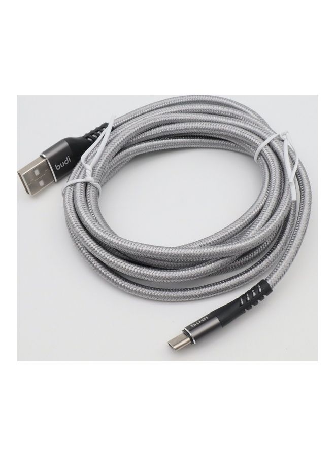 budi - USB-A To USB-C Charging Cable Grey/Black - Image 1