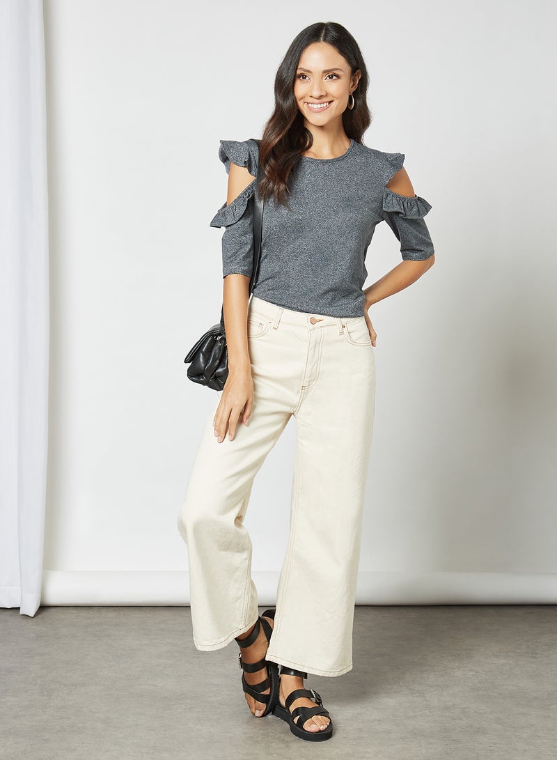 Aila Stylish Round Neck Top Grey  - Image 3