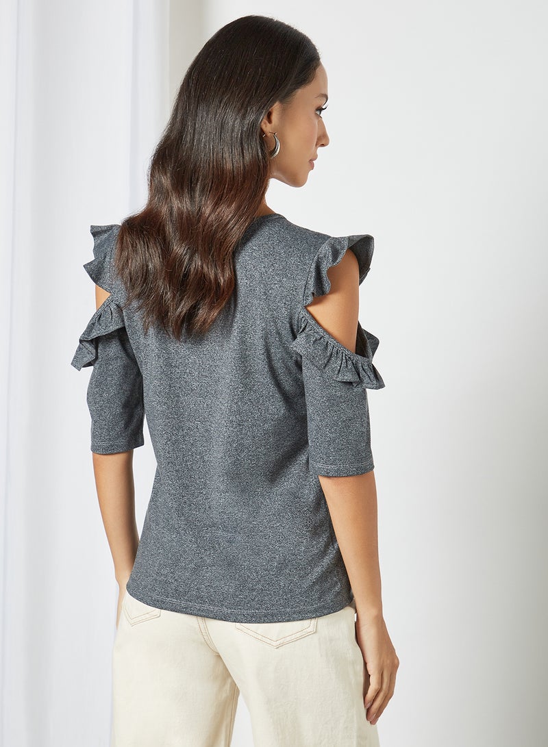 Aila Stylish Round Neck Top Grey  - Image 2