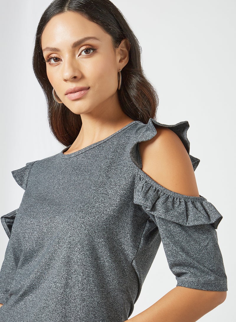 Aila Stylish Round Neck Top Grey  - Image 4