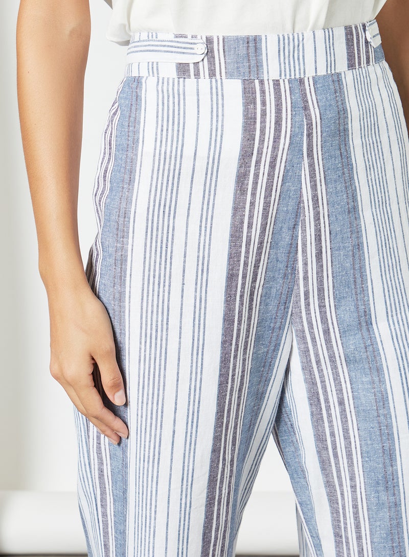 Aila - Mid-Rise Striped Pattern Pants Blue - Image 1