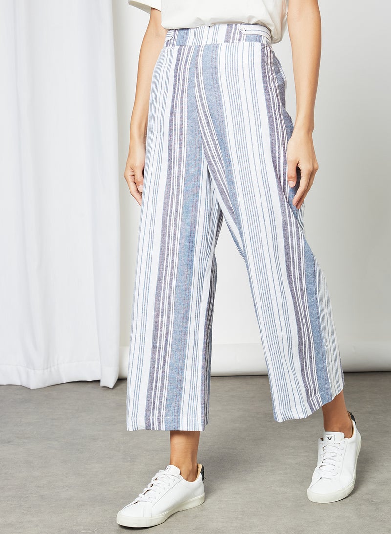 Aila - Mid-Rise Striped Pattern Pants Blue - Image 1