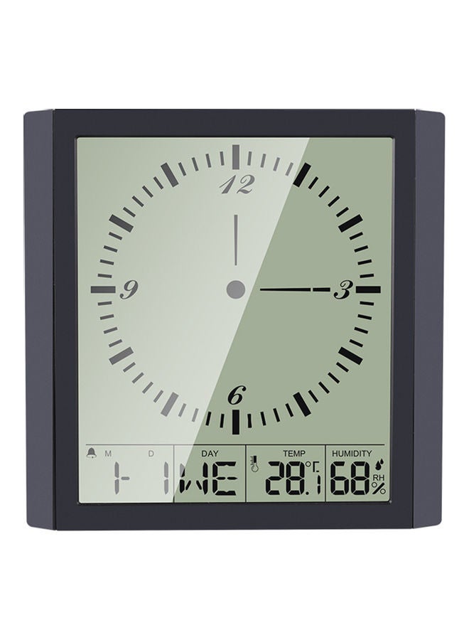 KKmoon Digital Wall Clock With Thermo Hygrometer And Calendar Black 22.5x5x22cm - Image 1