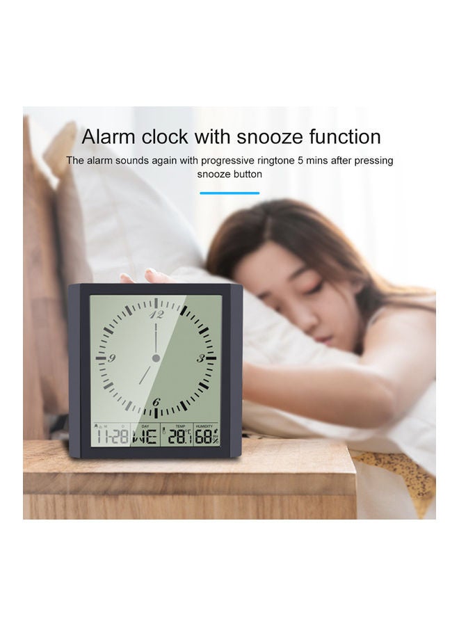 KKmoon Digital Wall Clock With Thermo Hygrometer And Calendar Black 22.5x5x22cm - Image 5