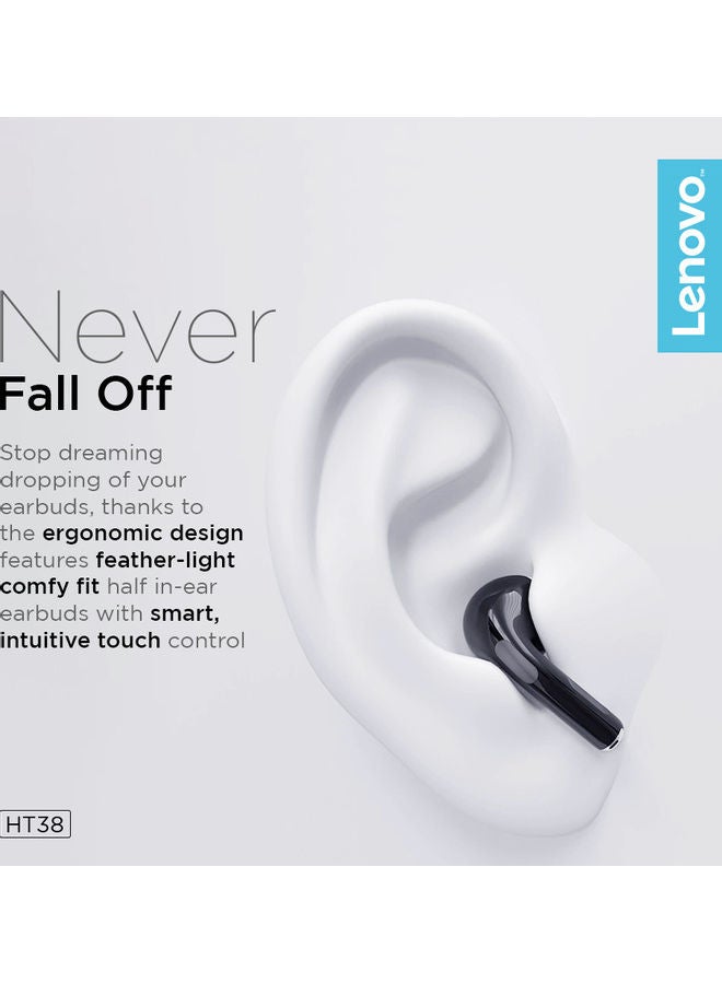 Lenovo True Wireless In-Ear Earphones With Charging Case Black - Image 4