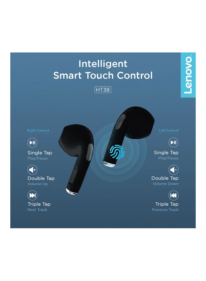 Lenovo True Wireless In-Ear Earphones With Charging Case Black - Image 3