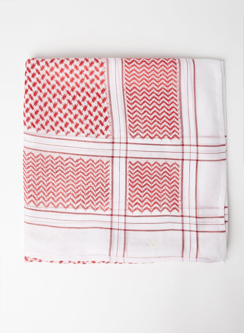 BAIT AL KANDORA Classic Cotton Shemagh Red/White  - Image 1