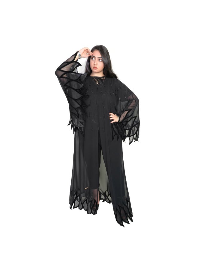 Geelato Chiffon Fabric  Abaya Black - Image 1