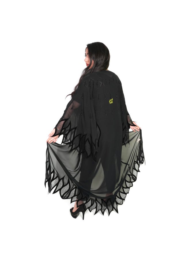 Geelato Chiffon Fabric  Abaya Black - Image 2