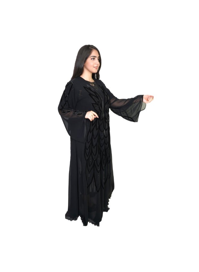عباية جيلاتو من الشيفون أسود  - Image 3