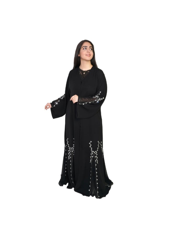 Geelato Chiffon Embroidery Abaya Black - Image 1