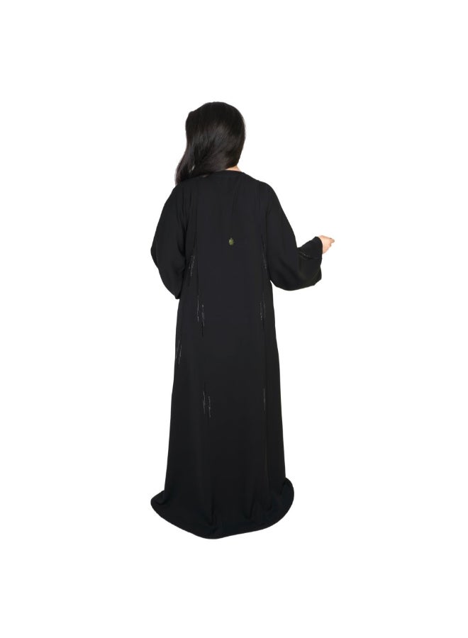 عباية جيلاتو من قماش الكريب أسود - Image 2