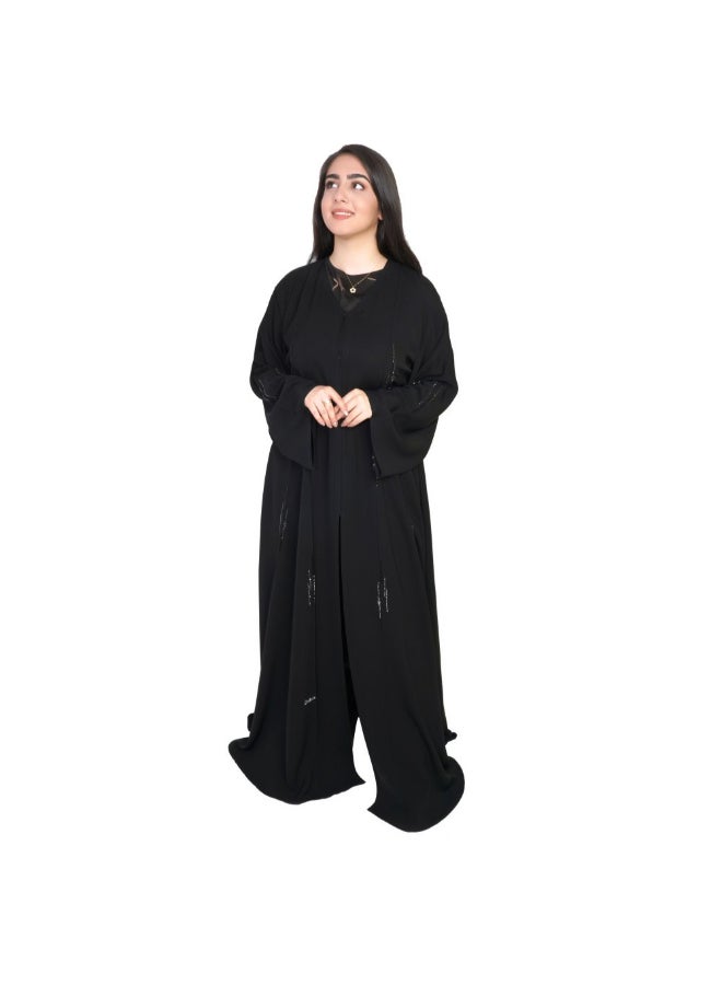 عباية جيلاتو من قماش الكريب أسود - Image 1