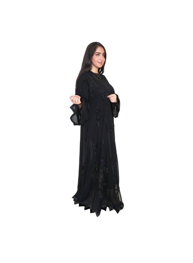 عباية من قماش الشيفون أسود - Image 3