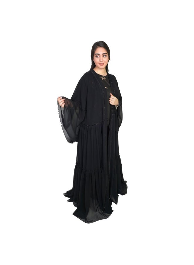 Chiffon Fabric Abaya Black - Image 3