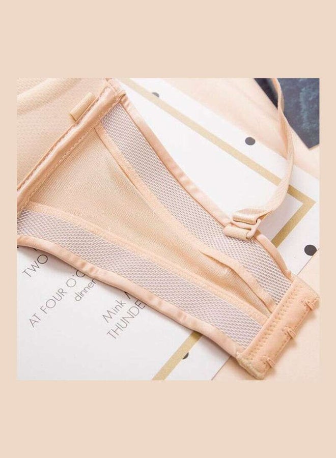 Floral Lace Detail Bra And Panty Set Beige  - Image 4