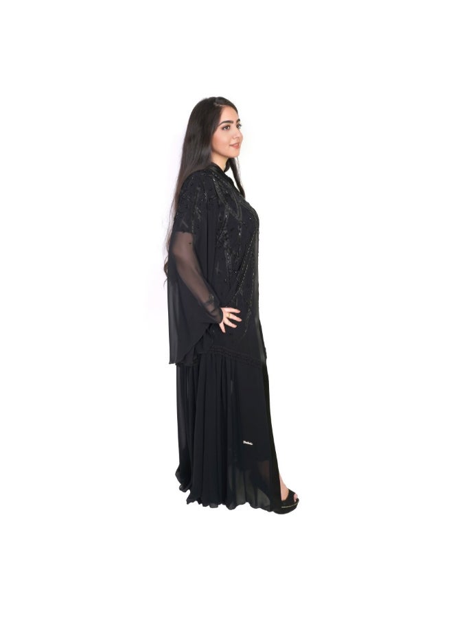 عباية جيلاتو من الشيفون . أسود  - Image 3