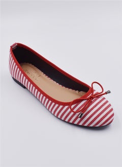Aila Striped Pattern Casual Ballerina Red/White  - Image 1