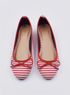 Aila Striped Pattern Casual Ballerina Red/White  - Image 2
