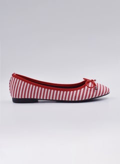 Aila Striped Pattern Casual Ballerina Red/White  - Image 3