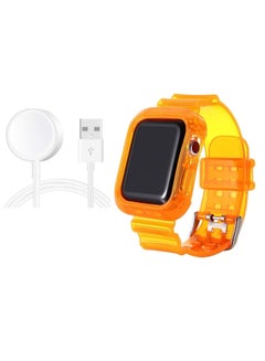 Youqin Home 2-Piece Replacement Band Strap and Charger for Apple Watch 42/44mm Orange 
