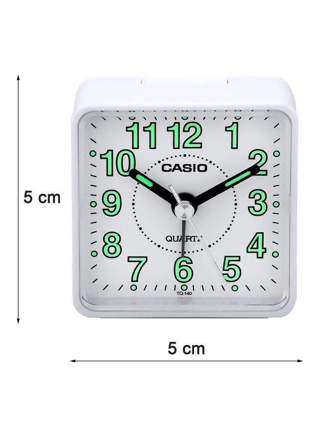 CASIO - Analog Table Alarm Clock TQ-140-7DF White/Green 57×57×33mm - Image 1