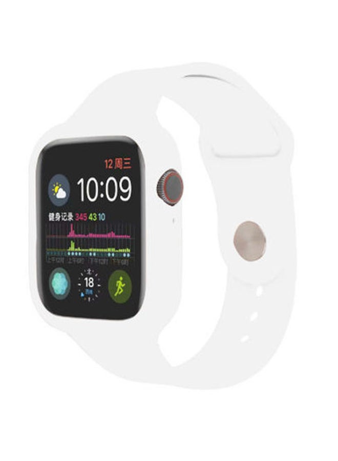 INEIX Soft Silicone Replacement Strap With Case For Apple Watch 42-44 mm White  - Image 1