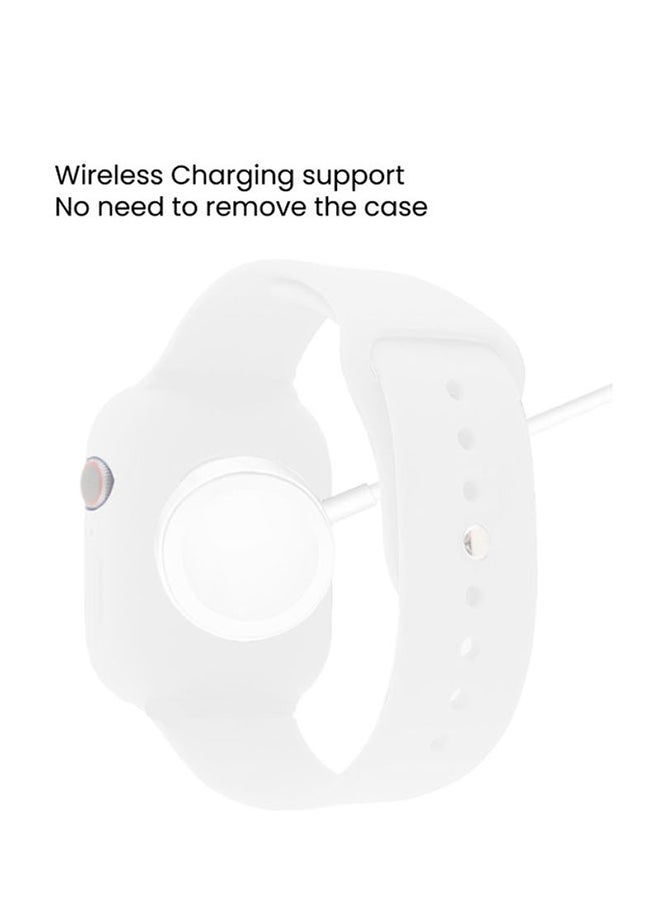 INEIX Soft Silicone Replacement Strap With Case For Apple Watch 42-44 mm White  - Image 4