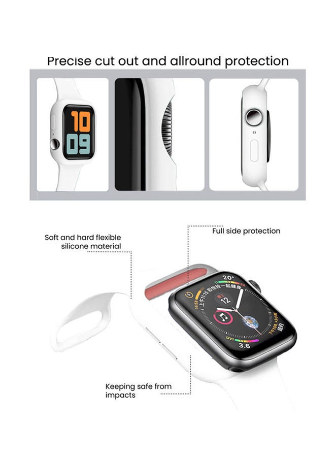 INEIX Soft Silicone Replacement Strap With Case For Apple Watch 42-44 mm White  - Image 2