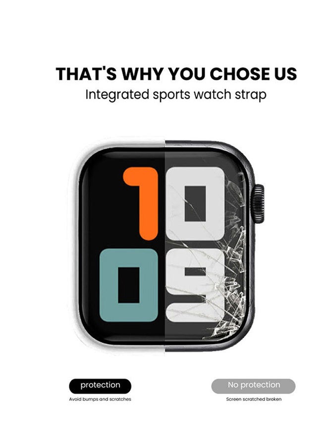 INEIX Soft Silicone Replacement Strap With Case For Apple Watch 42-44 mm White  - Image 3