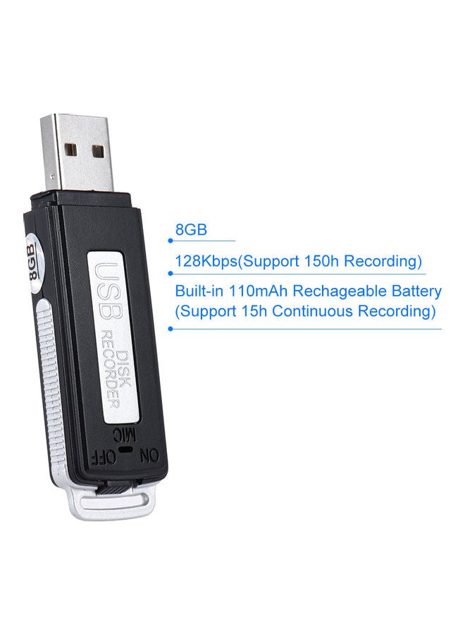 Portable USB Audio Voice Recorder LL0524-A Black/Silver