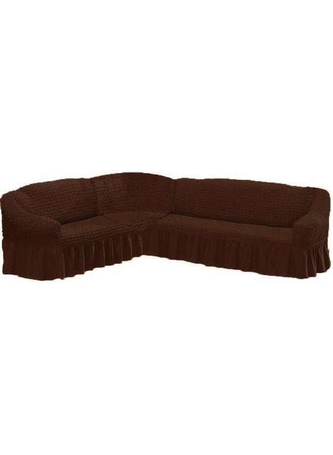 Fabienne - Six Seater Stretchable L Shape Sofa Cover Brown 5.8meter - Image 1