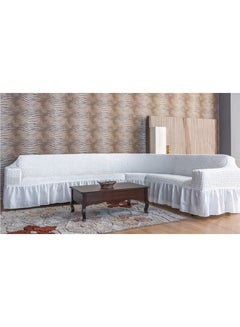 Six Seater Stretchable L Shape Sofa Cover White 5.8meter - v1621834922/N47597020A_1