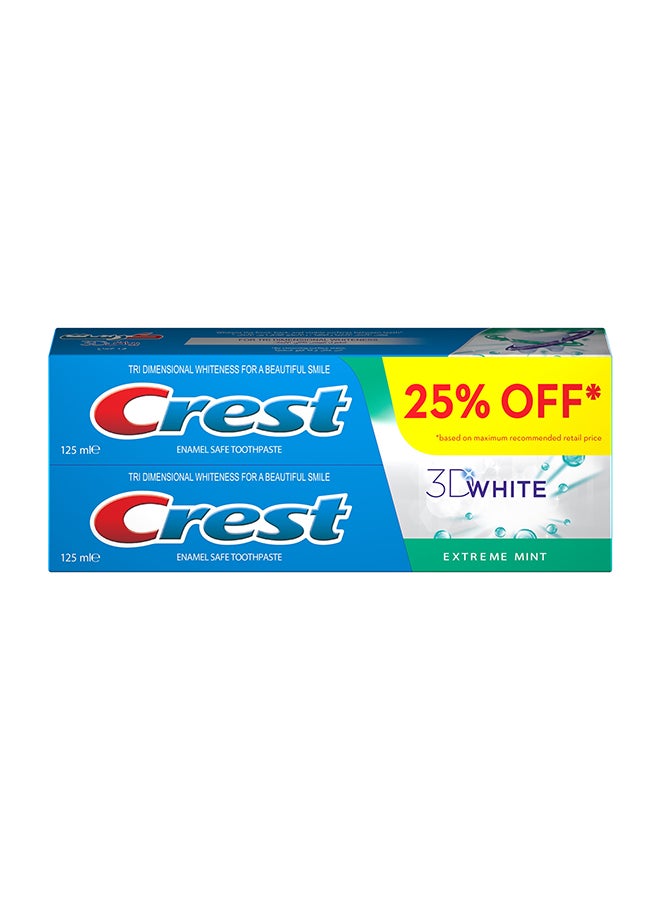 Crest 3D Extreme Mint Tooth Paste Pack of 2 Multicolor 125ml  - Image 1