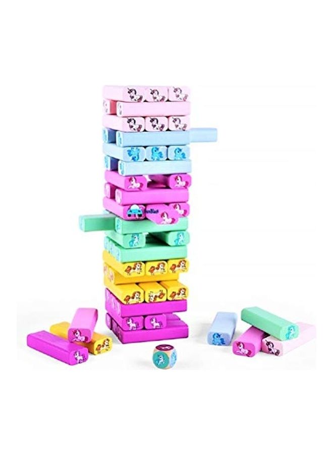 فنبلاست لعبة مكعبات بناء مُكونة من 54 قطعة خشبية بتصميم يونيكورن للأطفال - Image 1