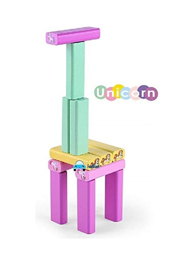 فنبلاست لعبة مكعبات بناء مُكونة من 54 قطعة خشبية بتصميم يونيكورن للأطفال - Image 3