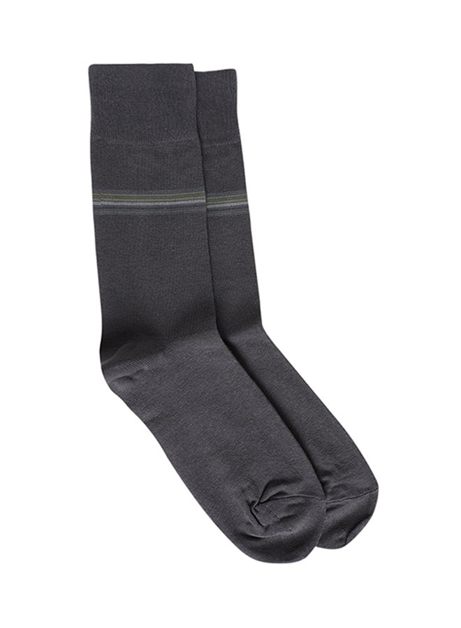 BYC Printed Casual Crew Socks Dark Grey - Image 1
