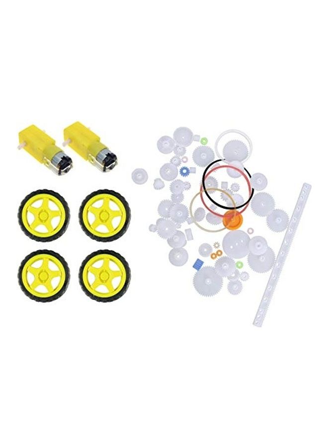 Robocraze 75-Piece Assorted type Mini Plastic Gears With 2 Motors And 4 Wheels Combo