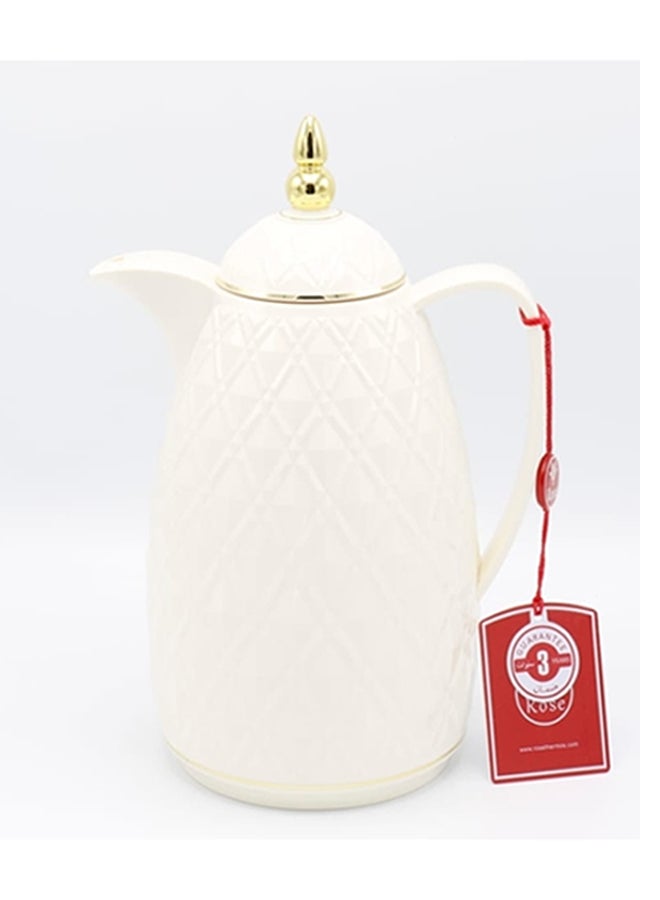 Rose Acrylic Thermos Flask White/Gold 0.6Liters - Image 3