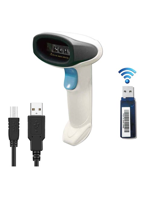 2-in-1 Wired & Cordless Rechargeable Bar Code Scanner OS-60CBR White