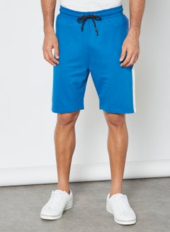 ABOF Side Stripe Detail Elastic Waistband Drawstring Shorts Blue/White  - Image 1