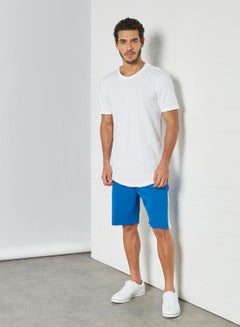 ABOF Side Stripe Detail Elastic Waistband Drawstring Shorts Blue/White  - Image 4