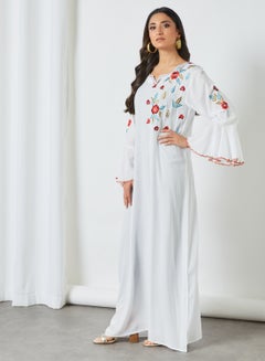 THE ARAB STUDIO Bell Sleeve Jalabiya White  - Image 4