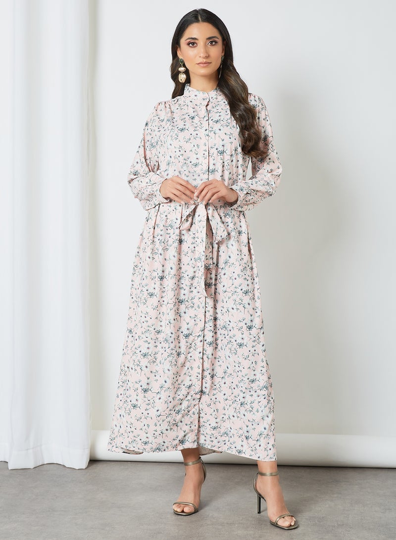ANOTAH - Floral Print Maxi Dress Pink - Image 1